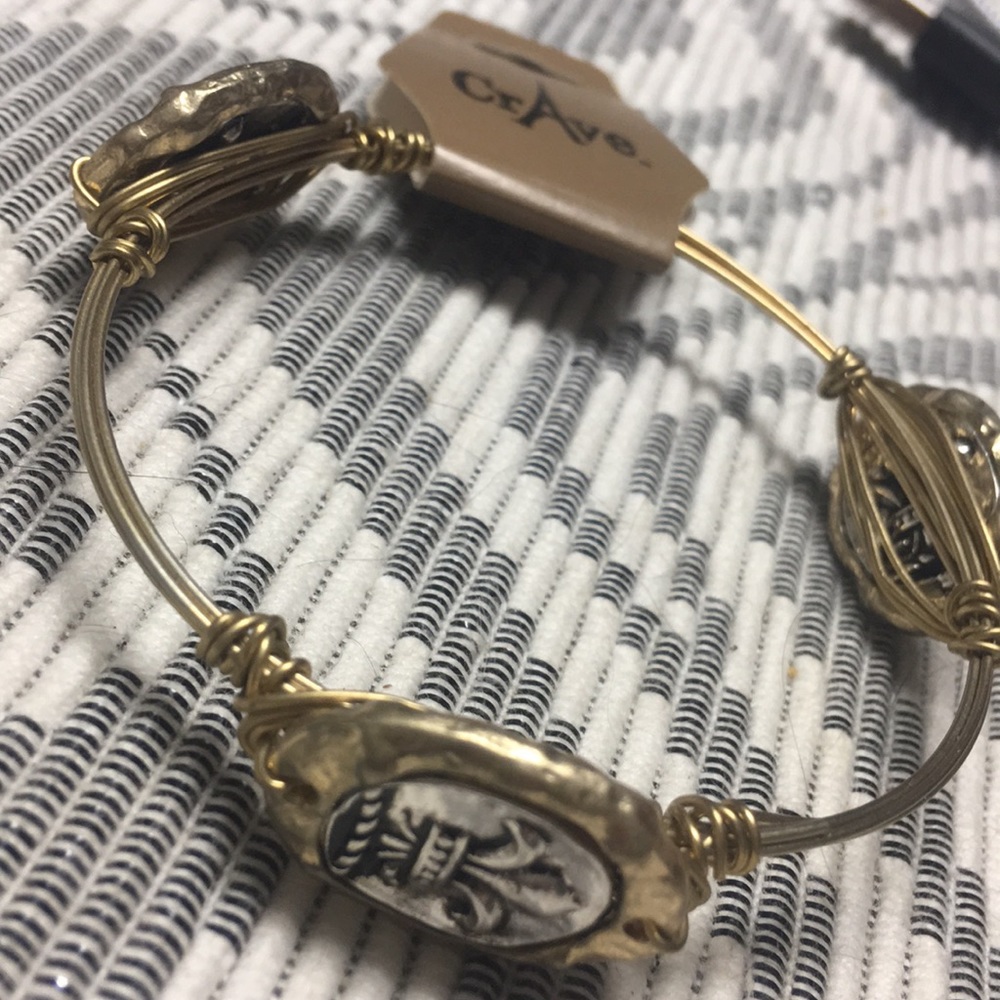 Gold Wire Fleur De Lis Bracelet